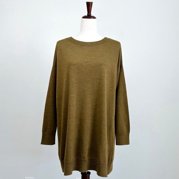 Eileen Fisher Oversized Golden Brown Merino Wool Knit Sweater Tunic - Picture 1 of 8
